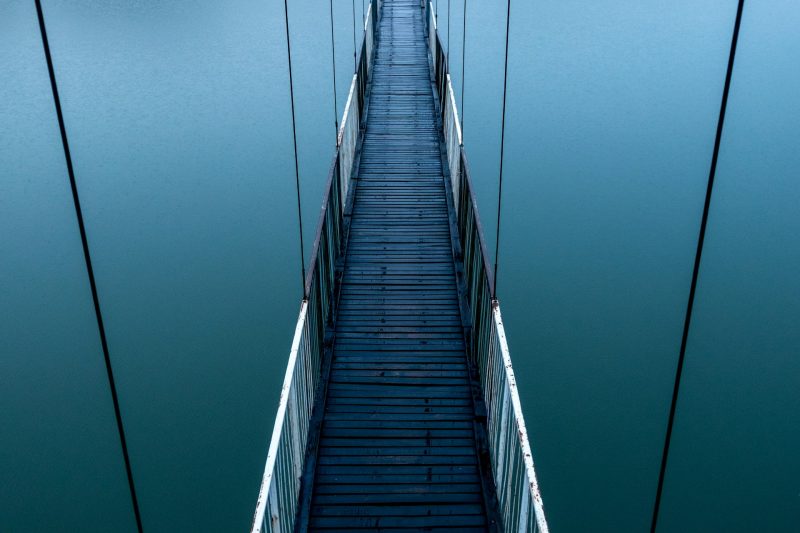 Wooden bridge over water